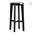 Classic Black Rattan Cane Stool 3D model small image 1