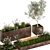 Urban Oasis Collection: Metal Bench & Rustic Planters 3D model small image 3