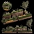 Urban Oasis Collection: Metal Bench & Rustic Planters 3D model small image 5