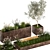 Urban Oasis Collection: Metal Bench & Rustic Planters 3D model small image 11