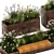 Urban Oasis Collection: Metal Bench & Rustic Planters 3D model small image 12