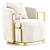 Boho Fabric Armchair with Brass Base 3D model small image 2