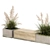 Urban Concrete Bench with Reeds & Pampas Grass 3D model small image 6