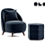 Modern Henri Armchair & Lyla Footstool 3D model small image 1