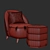 Modern Henri Armchair & Lyla Footstool 3D model small image 7
