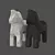 Dala Horse Concrete Statuettes Set 3D model small image 4