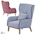 Elegant Bergère Armchair with Wooden Base 3D model small image 2
