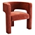 Modern Velvet Sculpt Armchair 3D Model 3D model small image 1