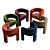 Modern Velvet Sculpt Armchair 3D Model 3D model small image 3