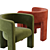 Modern Velvet Sculpt Armchair 3D Model 3D model small image 7