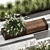 Urban Garden Bench with Rusty Metal and Ornamental Grasses 3D model small image 2