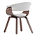 Modern Walnut Wood Dining Chair 3D model small image 3