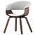 Modern Walnut Wood Dining Chair 3D model small image 4