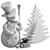 Festive Snowman & Wooden Tree 3D model small image 6