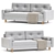 Elegant Numo Velvet Gray Sofa 3D model small image 1