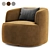 Plush Swivel Armchair with Boucle 3D model small image 2