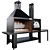 Sleek Nero Combination Fire Pit 3D model small image 1