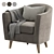 Stylish Upholstered Club Chair Set 3D model small image 3