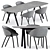 Modern Dining Set: Folium Chairs & Kodo Table 3D model small image 1