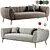 Luxury Green Velvet Sofa 3-Seater 3D model small image 1