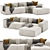 Modular Light Upholstered Sectional 3D model small image 1