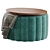 Elegant Blue Textile Pouffe Divan 3D model small image 5