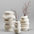 Artisan Deform Ceramic Vase Set 3D model small image 1