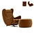 Luxury Cadillac Armchair with Pouf 3D model small image 1