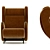 Luxury Cadillac Armchair with Pouf 3D model small image 2