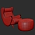 Luxury Cadillac Armchair with Pouf 3D model small image 6