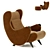 Luxury Cadillac Armchair with Pouf 3D model small image 7