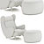 Luxury Cadillac Armchair with Pouf 3D model small image 14