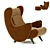 Luxury Cadillac Armchair with Pouf 3D model small image 18