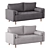 Hudson Fabric Sofa with Solid Wood Legs 3D model small image 1