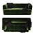 Minimalistic Quilton 2-Seater Sofa 3D model small image 2