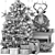 Festive Christmas Tree Fireplace 3D 3D model small image 6