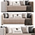 Elegant 3D Rose Sofa Set 3D model small image 1