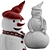 Festive Snowman Fabric: Vray Render 3D model small image 3