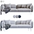 Contemporary Fabric 3-Seater Sofa 3D model small image 1