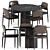 Modern Dining Chair & Table Set 3D model small image 1