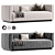 Plush Channel Tufted Velvet Sofa 3D model small image 1