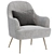 Stylish Daniette Armchair Set 3D model small image 3