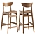 Classic Cafe Wood Bar Chair 3D model small image 1