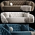 Luxury Round Blue Velvet Sofa 3D model small image 3