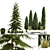 Urban Greenery Collection: Bench and Evergreens 3D model small image 1