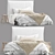 Luxury Linen Bed with Bedhead 3D model small image 1