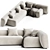 Elegant Suiseki Sofa System 3D model small image 1