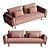 Stylish 3-Seater Fabric Sofa 3D model small image 2