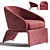 Velvet Lounge Chair, Modern Design 3D model small image 1