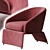 Velvet Lounge Chair, Modern Design 3D model small image 3